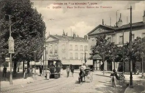 Ak Dijon Côte d'Or, Place St. Pierre, Straßenbahnhaltestelle