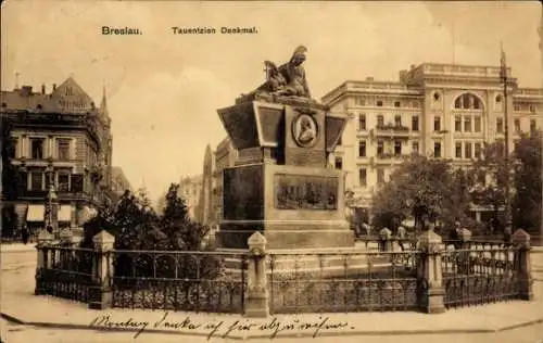 Ak Wrocław Breslau Schlesien, Tauentzien-Denkmal