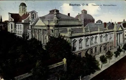 Ak Bytom Beuthen Oberschlesien, Theater, Konzerthaus