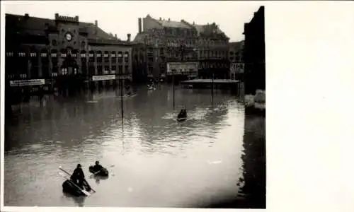 Foto Ak Zwickau in Sachsen, Rathaus, Hochwasser 10.7.1954