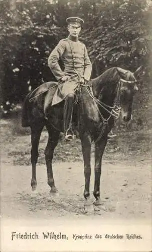 Ak Kronprinz Friedrich Wilhelm von Preußen, in Uniform auf einem Pferd