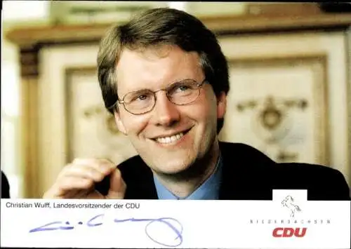 Ak Politiker Christian Wulff, Landesvorsitzender der CDU, Autogramm