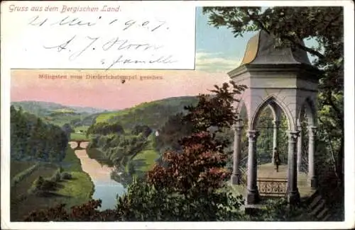 Ak Müngsten an der Wupper Wuppertal, Blick vom Diedrichstempel