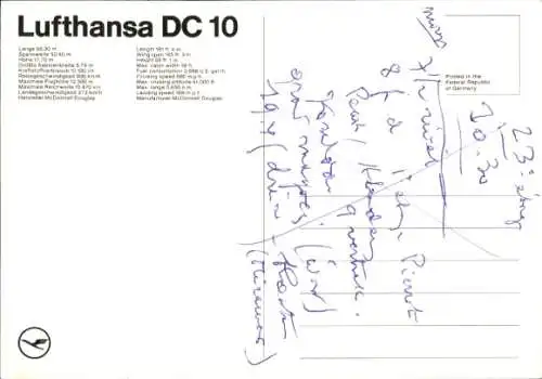 Ak McDonnell Douglas DC-10, Lufthansa, Passagierflugzeug