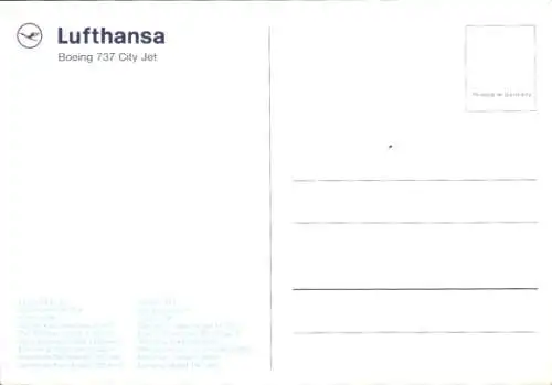 Ak Deutsches Passagierflugzeug, Lufthansa, Boeing 737 City Jet, D-ABCE