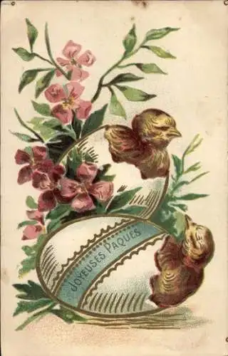 Präge Litho Glückwunsch Ostern, Schlüpfende Küken