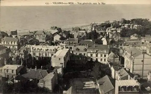 Ak Villers sur Mer Calvados, Vue generale ves la Mer