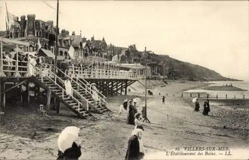 Ak Villers sur Mer Calvados, Etablissement des Bains