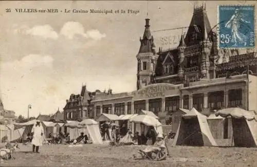 Ak Villers sur Mer Calvados, Casino Municipal, Plage