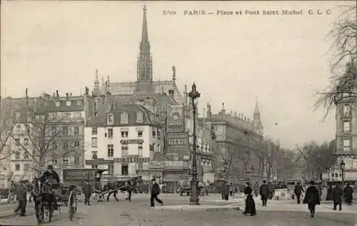 Ak Paris V, Place und Pont Saint Michel