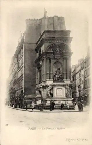 Ak Paris I Louvre, Fontaine Molière, Rue de Richelieu