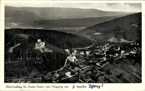 Ak Baden Baden am Schwarzwald, Ebersteinburg, Fliegeraufnahme