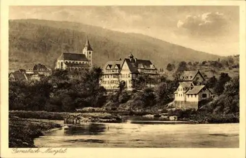 Ak Gernsbach im Schwarzwald, Ortsansicht, Kirche, Schule