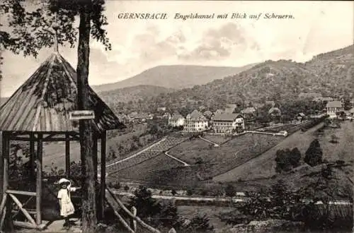 Ak Gernsbach im Murgtal Schwarzwald, Engelskanzel mit Blick auf Scheuern