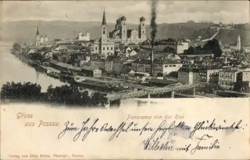 Ak Passau in Niederbayern, Panorama, Blick von der Ries