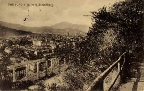 Ak Freiburg im Breisgau Baden Württemberg, Blick vom Schlossberg