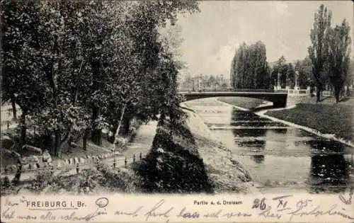 Ak Freiburg im Breisgau Baden Württemberg, Dreisam, Brücke