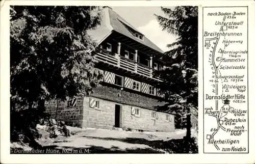 Ak Seebach in Baden Schwarzwald, Darmstädter Hütte, Landkarte