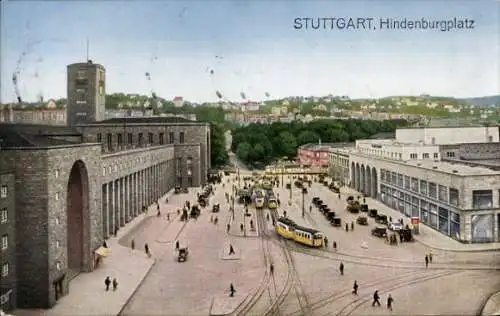 Ak Stuttgart in Württemberg, Hauptbahnhof, Straßenbahnen