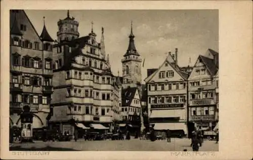 Ak Stuttgart in Württemberg, Marktplatz