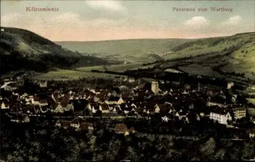 Ak Künzelsau am Kocher Hohenlohekreis, Blick vom Wartberg, Panorama