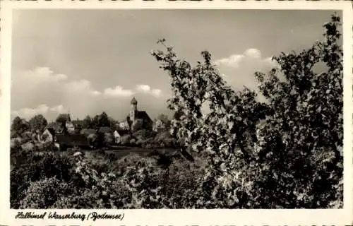 Ak Wasserburg am Bodensee Schwaben, Teilansicht, Kirche