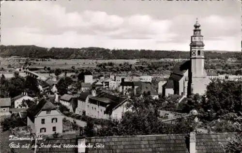 Ak Tittmoning in Oberbayern, Teilansicht, Blick von der österreichischen Seite, Kirche