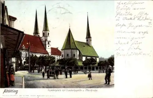 Ak Altötting in Oberbayern, Gnadenplatz, Gnadenkapelle, Pfarrkirche