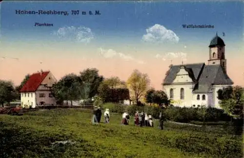 Ak Rechberg Schwäbisch Gmünd im Ostalbkreis, Hohenrechberg, Pfarrhaus, Wallfahrtskirche