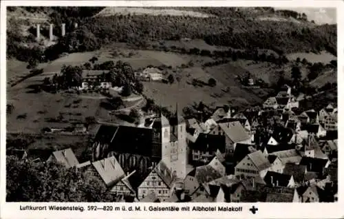 Ak Wiesensteig in Württemberg, Teilansicht, Kirche, Albhotel Malakoff