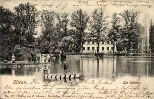Ak Zittau in Sachsen, Die Weinau, Boot