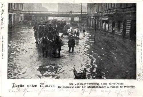 Ak Berlin Kreuzberg, Überschwemmung in der Yorckstraße