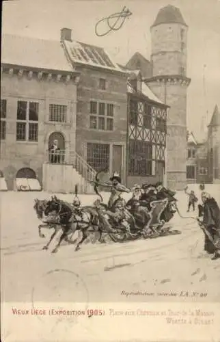 Ak Lüttich Lüttich Wallonien, Ausstellung 1905, Place aux Chevaux, Rundgang durch das Haus, Winter