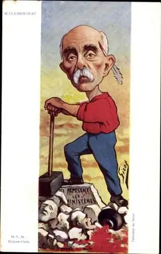 Künstler Ak Sirat, Französischer Politiker Georges Clemenceau, Dreyfus Affäre, Karikatur