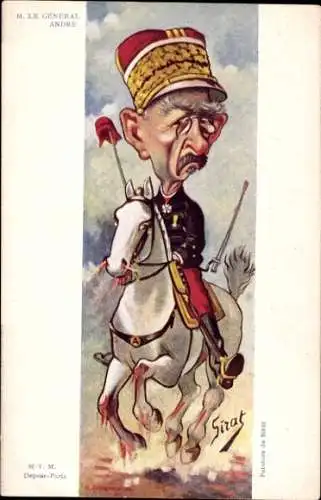 Künstler Ak Sirat, Le General Louis Andre, Karikatur, Dreyfus Affäre