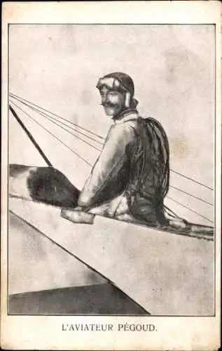 Künstler Ak Portrait de l'Aviateur Adolphe Pégoud