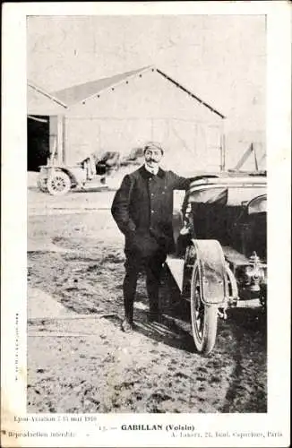 Ak Aviateur Gabillan, avion Voisin, Hangar, Lyon Aviation 1910