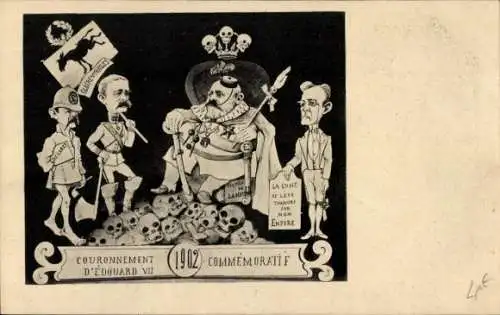 Ak Karikatur, Edward VII, Krönung 1902, Schädel