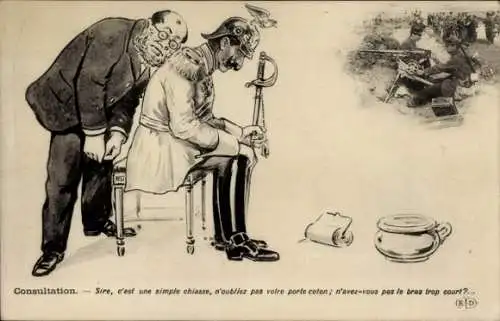 Ak Karikatur, Kaiser Wilhelm II., Mediziner, Nachttopf