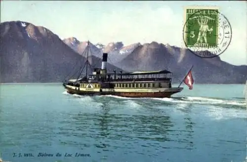 Ak Genf Kanton Schweiz, Lac Leman, Salondampfer in Fahrt