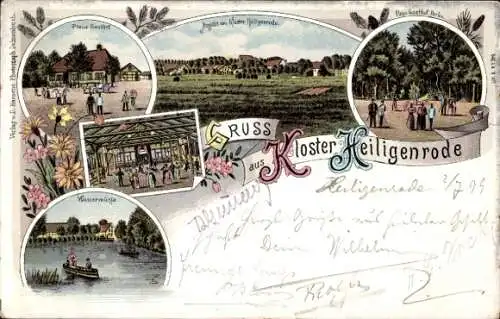 Litho Heiligenrode Stuhr Niedersachsen, Kloster, Pleus Gasthof, Wassermühle, Totalansicht