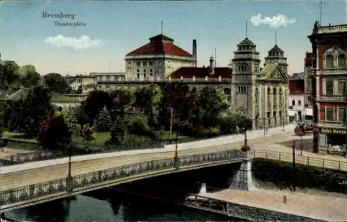 Ak Bydgoszcz Bromberg Westpreußen, Theaterplatz