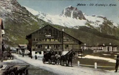 Ak Maloia Graubünden, Old Hostelry's Hotel, Kutsche, Berge