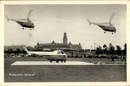 Ak Rotterdam Südholland Niederlande, Heliport, Hubschrauber