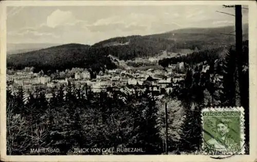 Ak Mariánské Lázně Marienbad Region Karlsbad, Blick vom Café Rübezahl