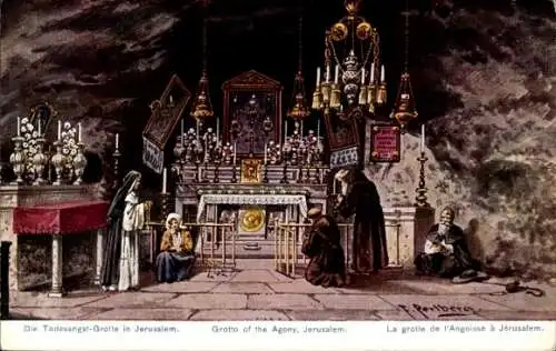 Künstler Ak Perlberg, F., Jerusalem Israel, Todesangst Grotte in Jerusalem, Altar, Ackermann 783 46