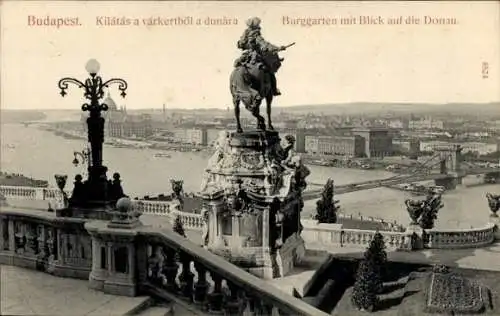 Ak Budapest Ungarn, Burggarten, Donaupanorama