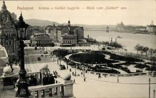 Ak Budapest Ungarn, Panorama, Blick vom Gellert