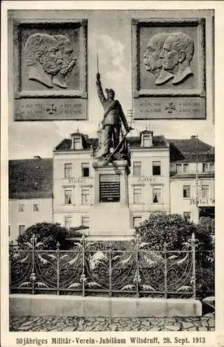 Ak Wilsdruff in Sachsen, Militärverein, 50-jähriges Jubiläum 1913, Denkmal, Hotel Adler