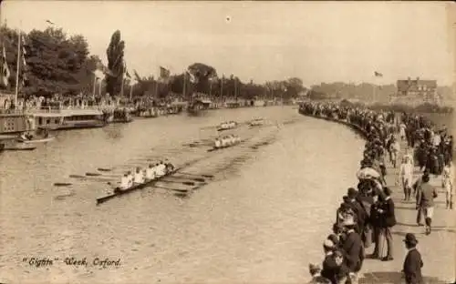 Ak Oxford Oxfordshire England, Achterwoche, Kajak-Regatta